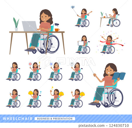 一組坐在輪椅上的黑皮膚婦女 一組坐在輪椅上的黑皮膚婦女 124830710