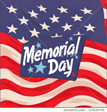 Memorial Day celebration with American flag and stars, honoring those who served in the military, patriotic spirit, remembrance, national holiday, memorial day concept 124830788