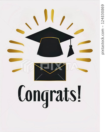 Graduation cap and envelope with rays of light celebrating achievement and success, perfect for congratulatory messages and graduation events, graduation celebration concept Graduation cap and envelope with rays of light celebrating achievement and success, perfect for congratulatory messages and graduation events, graduation celebration concept 124830869