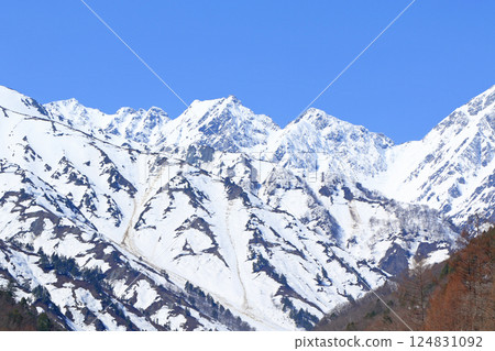 Northern Alps, Tateyama Mountain Range, Fuchinoge in April 124831092