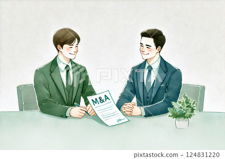 Business succession and M&A: Businessmen discussing 124831220