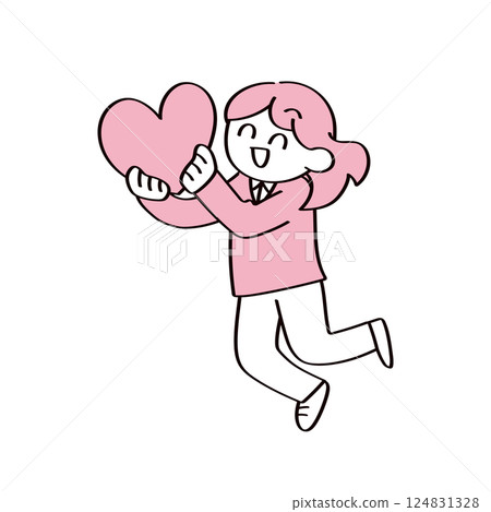 一個人抱著一顆心的插圖 124831328