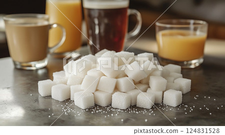 Stacked sugar cubes 124831528