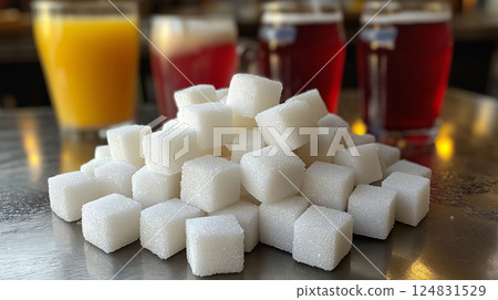 Stacked sugar cubes 124831529