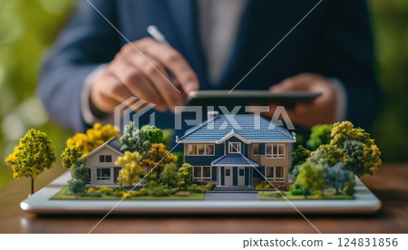 Real Estate Market Growth Analysis With Digital Tablet: Perfect For Property Investment, Housing Market Analysis, And Financial Planning. Great For Real Estate And Economic Strategy Visuals. 124831856