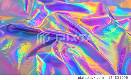 Vibrant Neon And Pastel Iridescent Marbled Holographic Art: Trippy, Distorted, Psychedelic Hippie Inspiration. 124831996