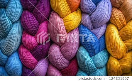 Collage Of Knitted Braids Cotton Yarn For Backdrop Or Mapping: Processed And Ready To Use For Various Creative Projects. Collage Of Knitted Braids Cotton Yarn For Backdrop Or Mapping: Processed And Ready To Use For Various Creative Projects. 124831997