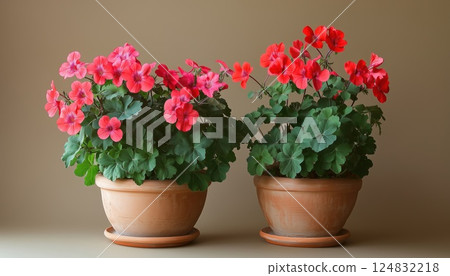 Decorate Your Home With A Beautiful Red Geranium - Perfect For Adding A Pop Of Color And Life To Any Room! Ideal For Home Decor. 124832218
