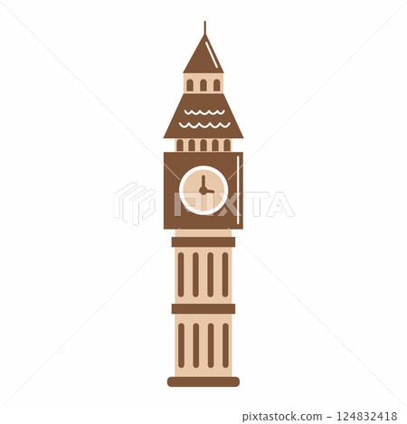 English clock tower. symbol of England. Illustration on white background 124832418
