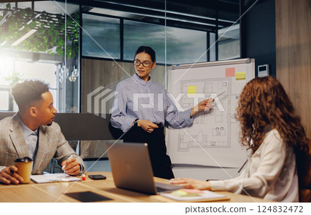 Engaging in a Collaborative Business Meeting within a Modern Office Environment or Setting Engaging in a Collaborative Business Meeting within a Modern Office Environment or Setting 124832472