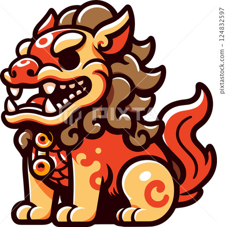 簡單的風獅爺插圖 124832597