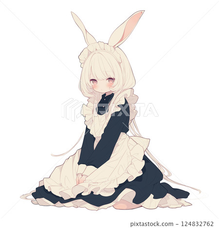 Sitting bunny ears maid 124832762
