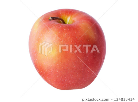 Red apple isolate on a white background. Fruit, ripe apple. Red apple isolate on a white background. Fruit, ripe apple. 124833434