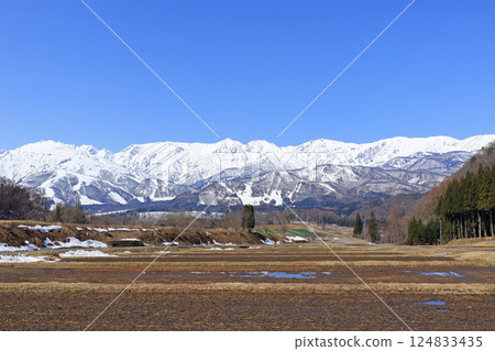 Spring melts in the foothills of Mt. Hakuba 124833435
