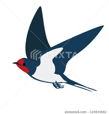 一隻燕子在天空飛翔的向量插圖 124833682