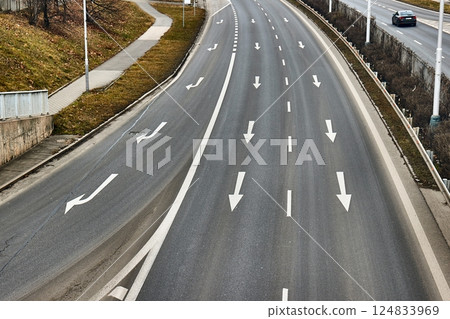 Road lanes from above Road lanes from above 124833969