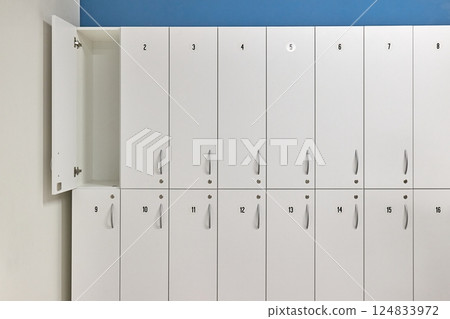 Locker room lockers in a gym Locker room lockers in a gym 124833972