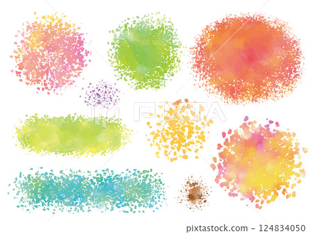 A set of 9 colorful, unevenly colored paint-like materials 124834050
