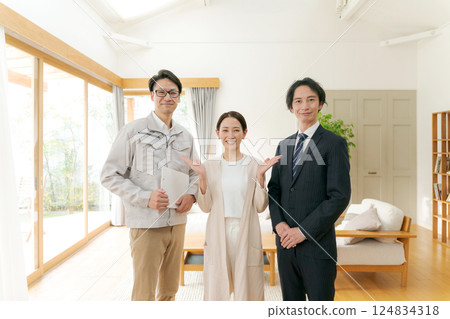 Image of people building a house Image of people building a house 124834318