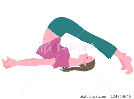 Woman doing yoga plow pose 124834646