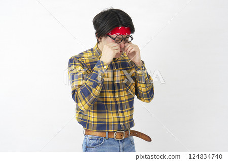 Akihabara male crying white background Akihabara male crying white background 124834740