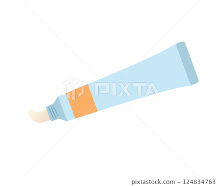 一管藥膏的簡單圖示，內容物溢出 124834763