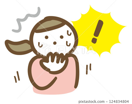 一位身著休閒服(上身)的年輕女子,臉上帶著驚訝與困擾的表情 一位身著休閒服(上身)的年輕女子,臉上帶著驚訝與困擾的表情 124834804