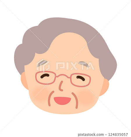 Smiling senior woman elderly face icon Smiling senior woman elderly face icon 124835057