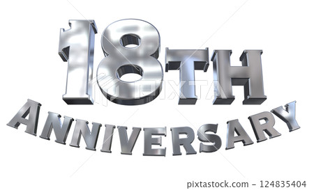 3DCG letters "18th Anniversary/18th Anniversary mark glitter" Silver, Silver 3DCG letters "18th Anniversary/18th Anniversary mark glitter" Silver, Silver 124835404