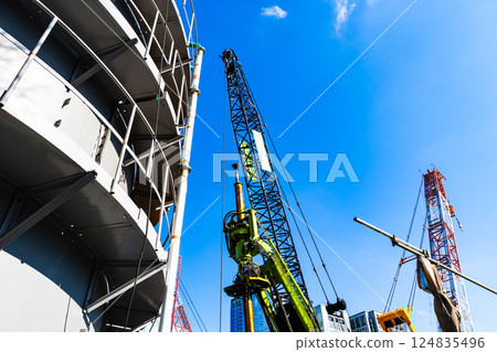 Large-scale construction site and heavy machinery b-2 High saturation contrast Large-scale construction site and heavy machinery b-2 High saturation contrast 124835496