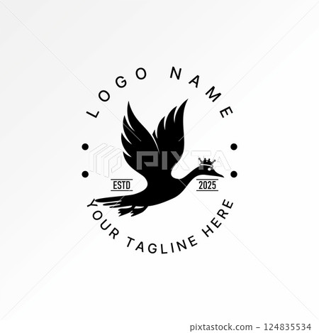 Logo design graphic concept creative premium vector stock image top sell animal crane duck heron bird stork fly target hunter avian crown agriculture 124835534
