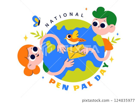 National Pen Pal Day Vector Illustration on June 1 Featuring Someone Writing a Letter to a Friend in a Flat Style Cartoon Background National Pen Pal Day Vector Illustration on June 1 Featuring Someone Writing a Letter to a Friend in a Flat Style Cartoon Background 124835977