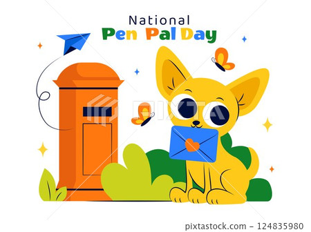 National Pen Pal Day Vector Illustration on June 1 Featuring Someone Writing a Letter to a Friend in a Flat Style Cartoon Background 124835980