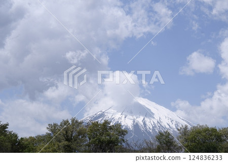 透過雲層看到的富士山 透過雲層看到的富士山 124836233