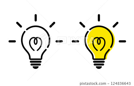 Glowing cute light bulb icon set 124836643