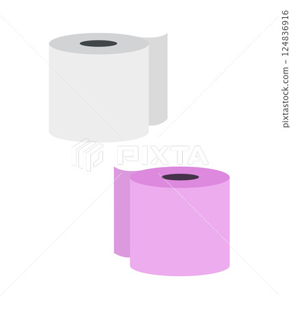 White and Pink Toilet paper roll 124836916