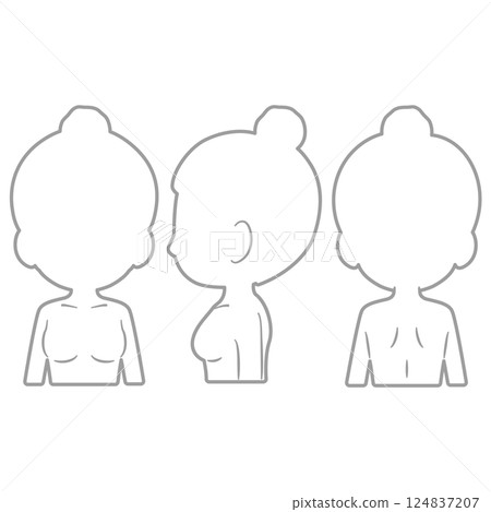 女性上身線條畫輪廓插圖集1 女性上身線條畫輪廓插圖集1 124837207