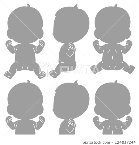 Baby full body silhouette illustration set Baby full body silhouette illustration set 124837244