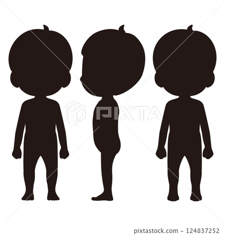 Boys full body monochrome silhouette illustration set Boys full body monochrome silhouette illustration set 124837252