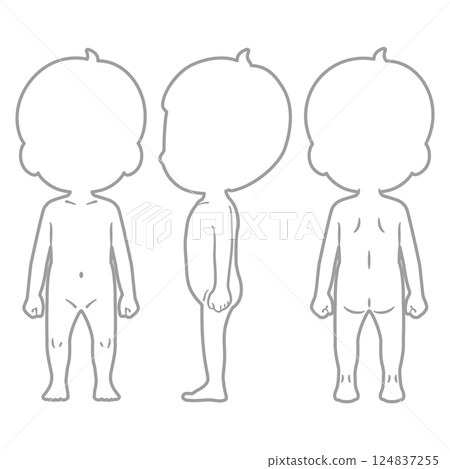 Boy's full body line drawing silhouette illustration set 1 Boy's full body line drawing silhouette illustration set 1 124837255