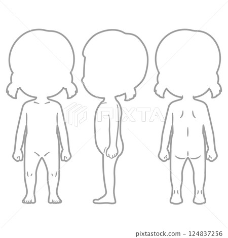 Girl's full body line drawing silhouette illustration set 1 Girl's full body line drawing silhouette illustration set 1 124837256