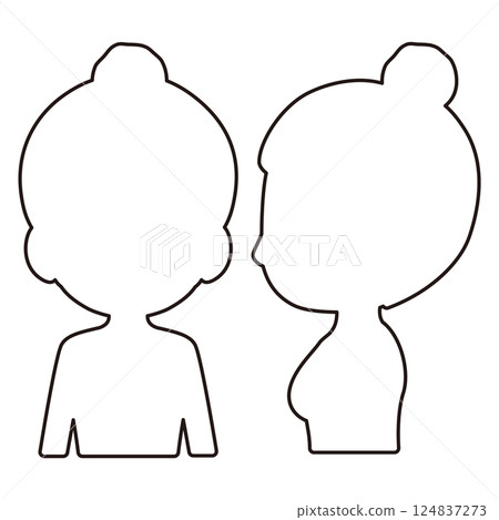 Female upper body monochrome line drawing silhouette illustration set Female upper body monochrome line drawing silhouette illustration set 124837273