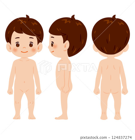 Naked boy full body illustration set Naked boy full body illustration set 124837274