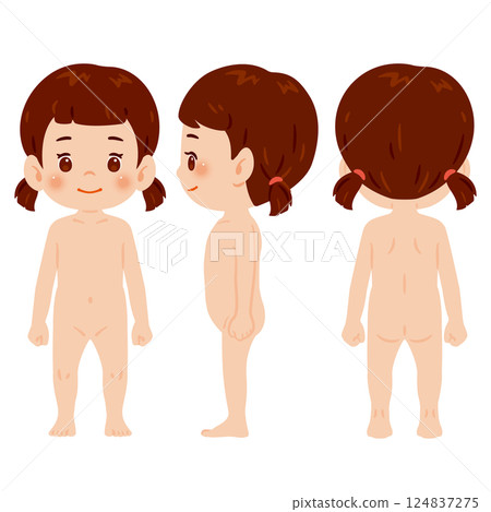 Naked girl full body illustration set Naked girl full body illustration set 124837275