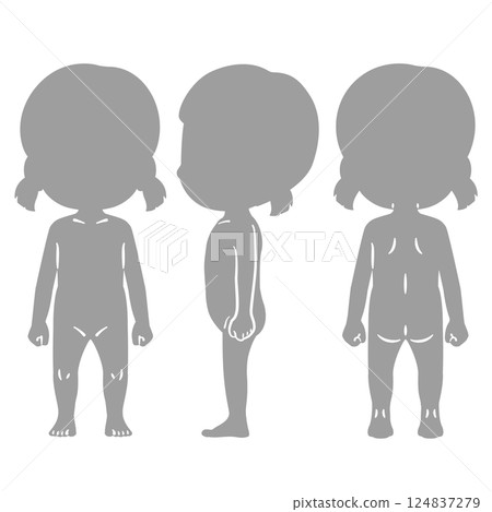 Girl's full body silhouette illustration set 124837279