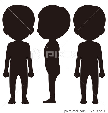 男性全身單色輪廓插圖集 男性全身單色輪廓插圖集 124837291