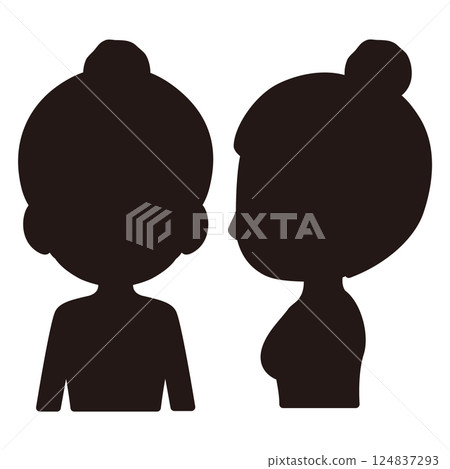 Female upper body monochrome silhouette illustration set Female upper body monochrome silhouette illustration set 124837293