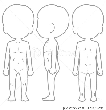 Male full body line drawing silhouette illustration set 1 Male full body line drawing silhouette illustration set 1 124837294