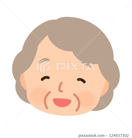 Smiling senior woman elderly face icon 124837302