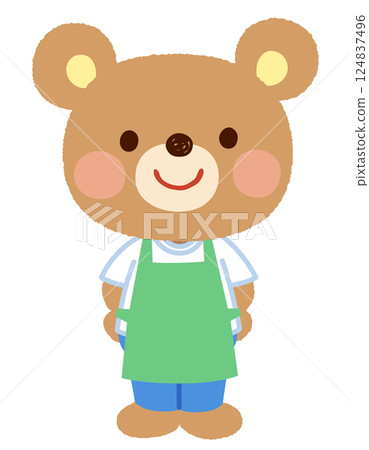 Cute bear character apron staff clerk 124837496